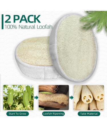 2 Pack Exfoliating Loofah Sponges - Natural Body Scrubber for Bath Spa Skin Care - Organic Men Women - Buy Online on GoSupps.com