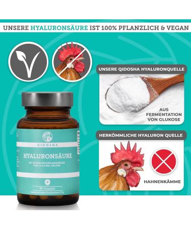 Qidosha Premium Hyaluronic Acid Capsules - 250mg Vegan Test Winner '07/23 High Molecular Weight 90 Capsules in Pharmacy Glass - Buy Online on GoSupps.com