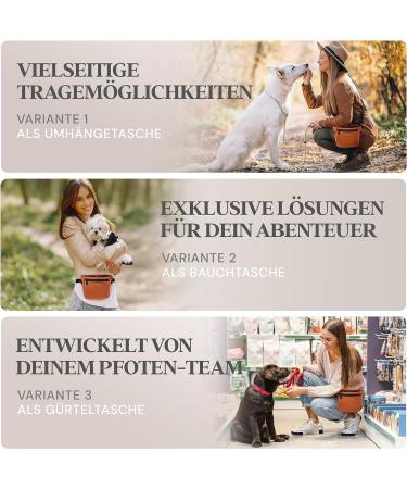 Heimatpfoten Leather Imitation Dog Feeding Bags - One-Hand Magnetic Closure - Cognac Brown - Buy Online on GoSupps.com