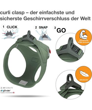 Curli Air-Mesh Vest Harness in Moss Green - Lightweight & Comfortable 3XS - Ideal for Small Dogs | International Shipping - Buy Online on GoSupps.com
