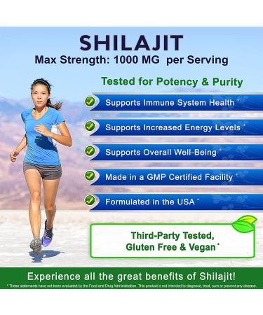 Shilajit 1000mg Capsules - Pure Extract Supplement with Humic & Fulvic Acid - 120 Count - Natural Trace Minerals - Resin & Drops Alternative - Buy Online on GoSupps.com