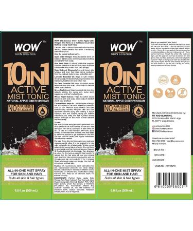 Wow Skin Science Apple Cider Vinegar Facial Toner - Natural Face, Hair & Body Mist - Hydrating Rose Water Spray - 6.8 OZ - Buy Online on GoSupps.com