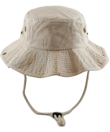 Stone-Washed Cotton Safari Wide Brim Bucket Hat in Khaki | Large-X-Large - Buy Online on GoSupps.com