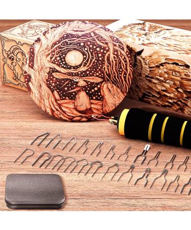 Wood Burning Kit with Digital Adjustable Strap and 24pcs Pyrography Pen Nib - Perfect Gift for Adults, Teens, and Kids | Double Pen Design in Black/Grey - Buy Online on GoSupps.com