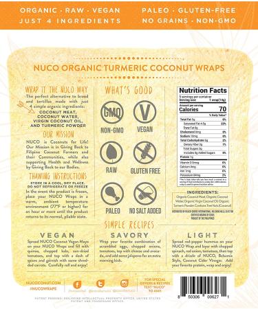 NUCO Organic Turmeric Coconut Wraps - 5 Pack (14g Each) | Healthy Gluten-Free Alternative - Buy Online on GoSupps.com