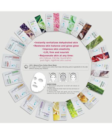 Hyaluronic Aqua Plus Essence Facial Sheet Mask - 14 Pack Vitamin C - Hydrating 2 Weeks Set for Glowing Skin - Buy Online on GoSupps.com