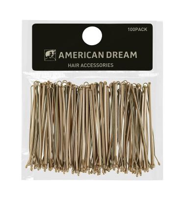 AMERICAN DREAM Pack of 100 x hairpins - blonde - straight - 2.5 inch / 6.35 cm length 1 pack (1 x 124 g)
