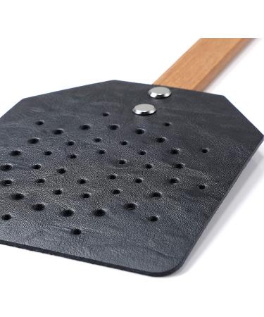 YoungJoy Leather Heavy Duty 19 Inch Rustic Manual Swat with Wooden Long Handle - 1 Pack Black - Buy Online on GoSupps.com