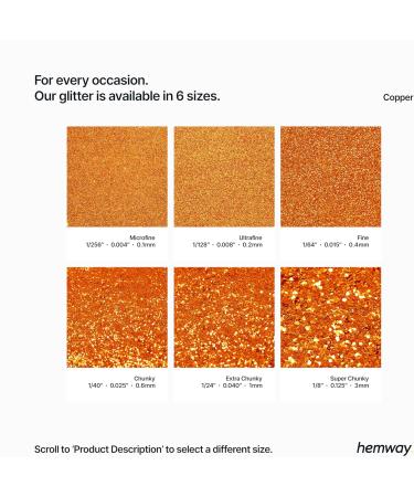 Buy Hemway Eco-Friendly Biodegradable Glitter - 100g Copper | Vegan Cosmetic Safe Sparkle for Face Eyes Body Hair Nail & Craft - Buy Online on GoSupps.com