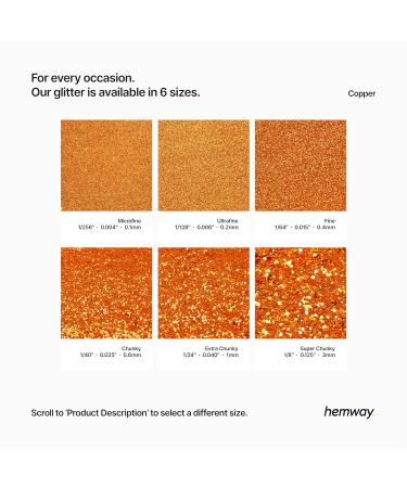 Hemway Fine Ultra-Shiny Copper Glitter 100g - Cosmetic Safe 1/64 0.015 0.4MM | International Shipping Available - Buy Online on GoSupps.com