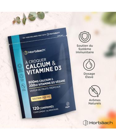 Calcium Vitamine D | 800 mg avec 200 UI de D3 | 120 comprim s M cher V ganes | Source de Calcium et de Vitamie D3 | di Horbaach - Buy Online on GoSupps.com