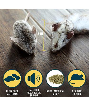 Our Pets Play-N-Squeak Cat Toy Mouse with Catnip - Interactive Mouse Toy for Indoor Cats with Real Mouse Sound - Kitty and Kitten Enrichment Toy - Pack of 2 - Buy Online on GoSupps.com
