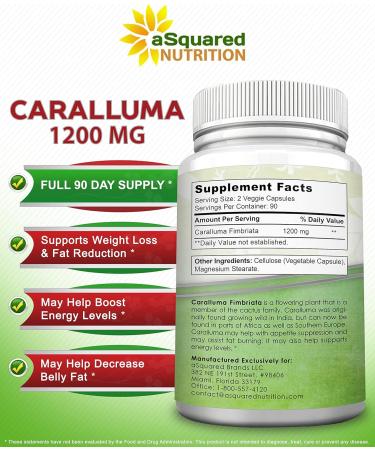 Caralluma Fimbriata 1200mg - 180 Capsules | Natural Weight Loss Diet Pill | Appetite Suppressant & Energy Booster | Max Strength Fat Burn | Plant Root Extract - Buy Online on GoSupps.com