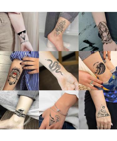 3D Black Skull & Rose Temporary Tattoos | Waterproof Arm & Neck Tattoos for Men & Women - Shegazzi - Buy Online on GoSupps.com