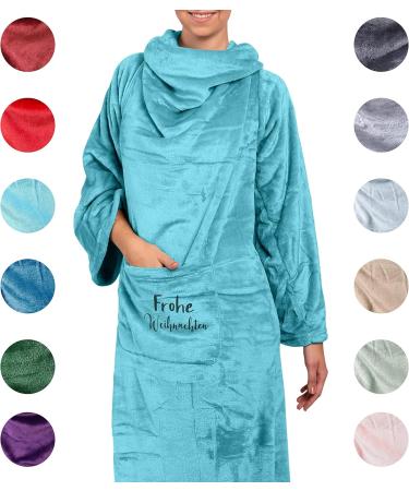 Personalized Cuddly Blanket Merry Christmas | Warm & Fluffy Hoodie Blanket for Women | 150x180cm Gift - Buy Online on GoSupps.com