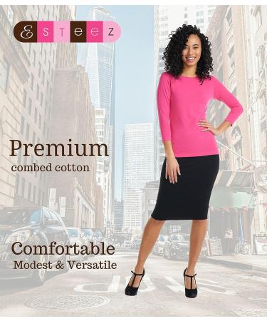 ESTEEZ Women's 3/4 Sleeve Cotton T-Shirt - Magenta, Small | Base Layering Top for Scrubs - Buy Online on GoSupps.com