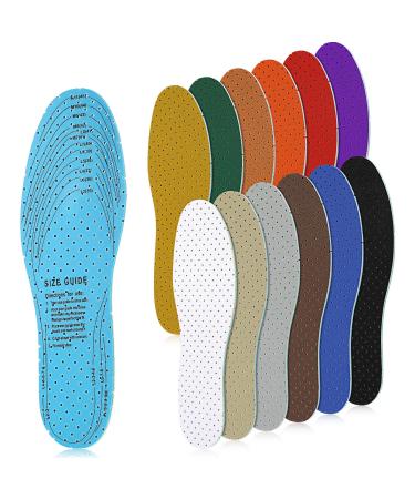 Haysandy 12 Pairs Shoe Insoles Women Thin Breathable Pads Inserts Ultra Soft Cushioning Walking Comfort Double Layer Latex with Holes Fit in Any Unisex  Men 7-11 Woman 2-8 (Simple Colors)