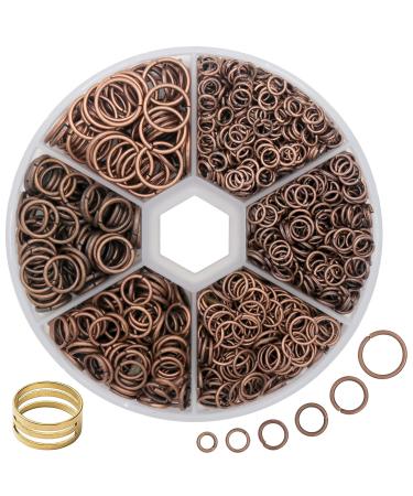 GMMA 1400 Pcs Mixed 6 Sizes/Box Jewelry Making Jump Rings  4mm 6mm 5mm 7mm 8mm 10mm Jump Rings with 1Pcs Jump Ring Open/Close Tool for Keychains Necklace Repair and DIY Crafts Gifts (Red Copper)