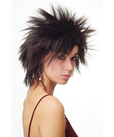 WIG ME UP TYW60473-4 | Short Teased Wild Strands 80s Wave Punk Wig for Women - Dark Brown - Buy Online on GoSupps.com