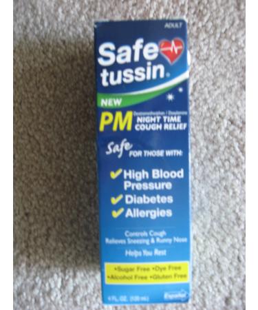 Safetussin Tussin PM - Night Time Cough Relief - Sugar Free - Dye Free - Alcohol Free - Gluten Free 4 fl.oz.