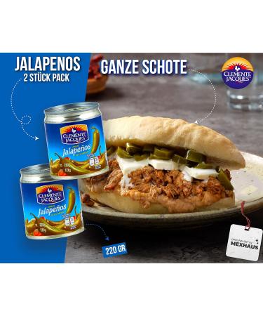 Jalapenos Chilli Pods - Pack of 2 | 220g Sharp Whole Pods from Mexico | Clemente Jacques - Buy Online on GoSupps.com