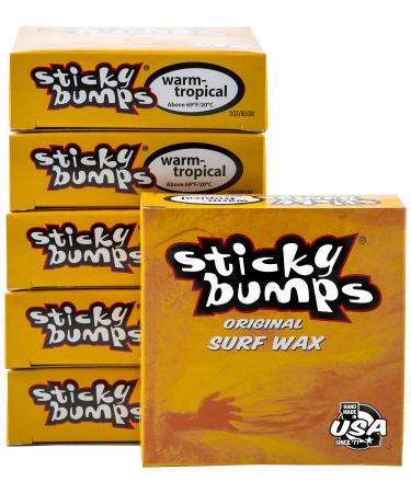 Sticky Bumps Warm/Tropical Water Surfboard Wax, White, 6 Pack