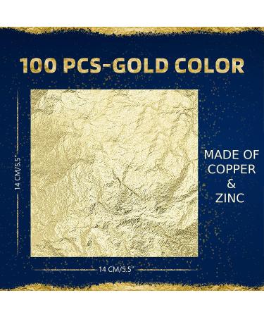 QTADAH Imitation Gold Leaf Sheets 100 Pcs - 5.5x5.5 Inches - Gold Foil for Artwork, DIY Crafts, Nail Art, Painting - Multipurpose & Easy to Use - Buy Online on GoSupps.com
