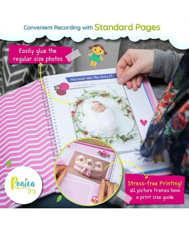 Ronica Memory Book for Baby Girl - Photo Album & Scrapbook | Keepsake for New Parents - Giraffe Design - Buy Online on GoSupps.com