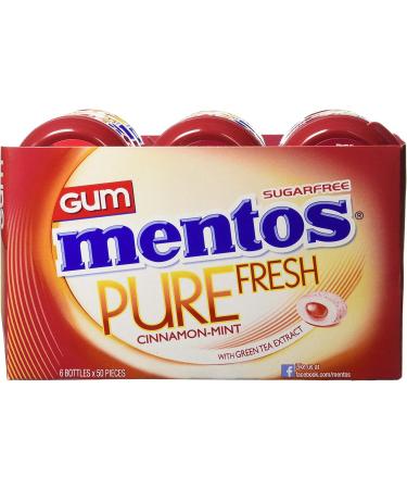 Mentos Pure Fresh - Cinnamon Mint Flavour - Pack of 6 bottles (300 pieces) - Sugar-free Gum - Buy Online on GoSupps.com