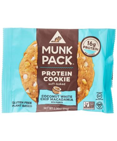 Munk Pack Coconut White Chip Macadamia Protein Cookie with 16 Grams of Protein | Soft Baked | Vegan | Gluten, Dairy and Soy Free | 1 Pack Coconut White Chip Macadamia 2.96 Ounce (Pack of 1)