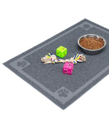 Cavalier Pets, Dog Bowl Mat for Cat and Dog Bowls, Silicone Non-Slip Absorbent Waterproof Dog Food Mat, Easy to Clean, Unique Paw Design Extra Large (36-Inch) Grey