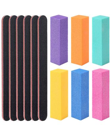 D Nail Files 100/180 Grit Emery Boards Double Sided Professional Fingernail Files Kit Buffer Block Nail File for Natural Acrylic Nail File Nail Care Set Nail Manicure Pedicure 12 Pcs Black colour