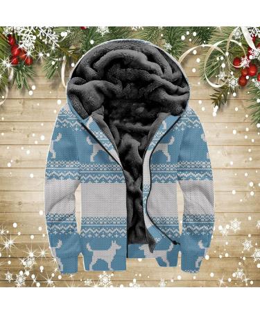 Hanxiulin Sky Blue Plush Hoodie Jacket for Men | Oversized Warm Winter Coat | Long Sleeve Quilted Outerwear - Buy Online on GoSupps.com
