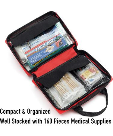 General Medi 160-Piece Premium First Aid Set - Essential Kit for Home Car Office Sports Camping & Travel - Red - Buy Online on GoSupps.com