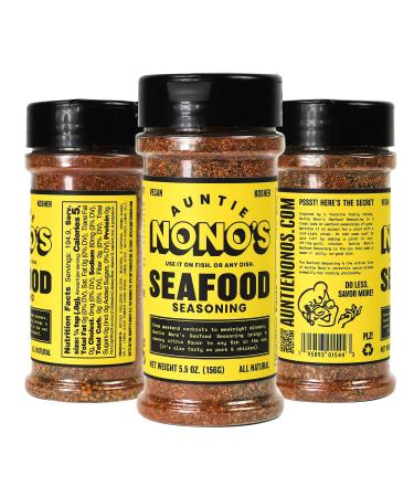 Auntie Nono’s All-Natural Seafood Seasoning - Savory Citrus Fish Rub with Lemon, Paprika, Celery and Mustard 5.5 ounce (Pack of 1)