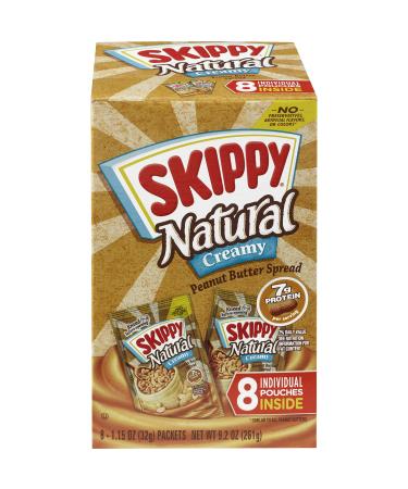 SKIPPY Natural Creamy Peanut Butter Spread Individual Squeeze Packs, 1.15 Ounce (Pack of 64)