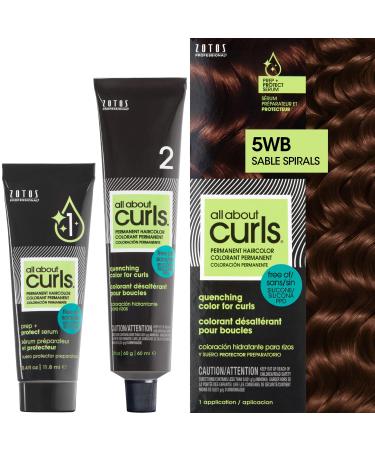 All About Curls 5WB Sable Spirals (Dark Brown) Permanent Hair Color (Prep + Protect Serum & Hair Dye for Curly Hair) - 100% Grey Coverage Nourished & Radiant Curls Hair Color Dye w/ Protect Serum