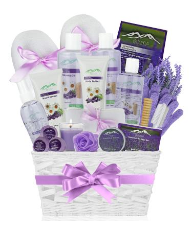 Premium Deluxe Bath & Body Gift Basket. Ultimate Large Spa Basket! 1 Spa Gift Baskets for Women (Lavender Chamomile)
