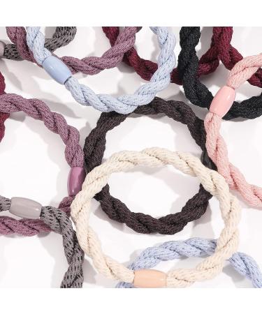 Thick Hair Ties - Ponytail Holders for Women Girls Men | 16Pcs Black Brown Beige Pink Hair Tie Bracelets - Buy Online on GoSupps.com