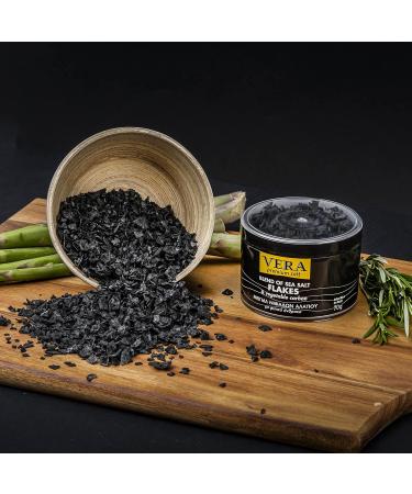Gourmet Blend of Sea Salt Flakes & Vegetable Carbon 70g Suitable to be Used for Meat Poultry Seafood Pasta and Veggies. Use as a Premium Finishing Salt (Black) - Buy Online on GoSupps.com