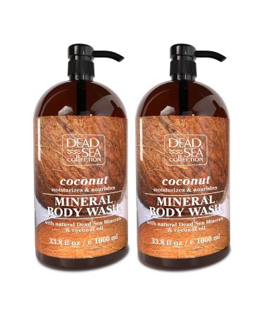 Dead Sea Collection Coconut Body Wash for Women and Men - Pack of 2 (67.6 fl. oz) - Cleanses and Moisturizes Skin - With Natural Minerals and Vitamins Nourishing Skin