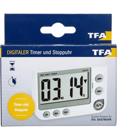 Buy TFA Dostmann Digital Timer & Stopwatch 38.2024 - Memory Magnet Stand 3 Volumes - Compact White Design for International Shipping - Buy Online on GoSupps.com