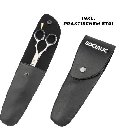 Socialic Effilting Scissors | Premium 16.5 cm Stainless Steel Thinning Scissors with Etui | Sharp Hair Clipper for Men & Women | Precise Hair Cutting Tool - Buy Online on GoSupps.com