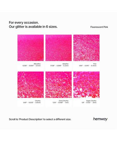 Hemway Premium Ultra Sparkle Glitter - Fluorescent Pink Chunky (100g) for Arts & Crafts Nails Cosmetics and Festivals - Multi-Purpose Metallic Flake - Buy Online on GoSupps.com