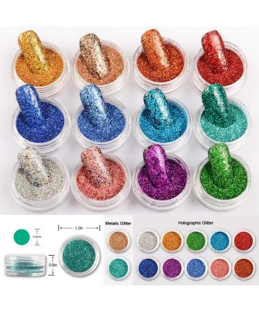 Warmfits Holographic Nail Glitter - 12 Colors Superfine Festival Powder for Nail & Body Art - Buy Online on GoSupps.com