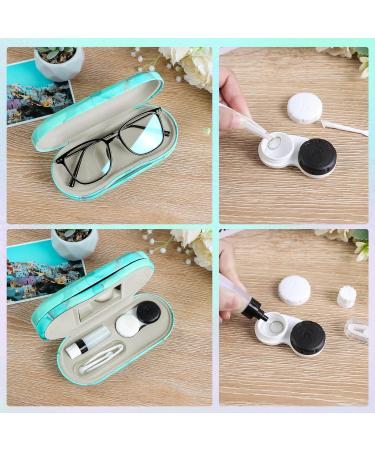 Zettokete 2-in-1 Contact Lens & Glasses Case with Mirror Tweezers & Solution - Portable Travel Set (Green Marble) - Buy Online on GoSupps.com