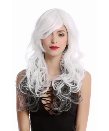 WIG ME UP - GF-W2048-1B-1001+1001 Wig ladies wig diva long white with black hair in the neck long wavy layered parting