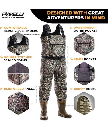Foxelli Camo Neoprene Chest Waders with Waterproof Boots - Men's & Women's Hunting/Fishing Gear - Buy Online on GoSupps.com