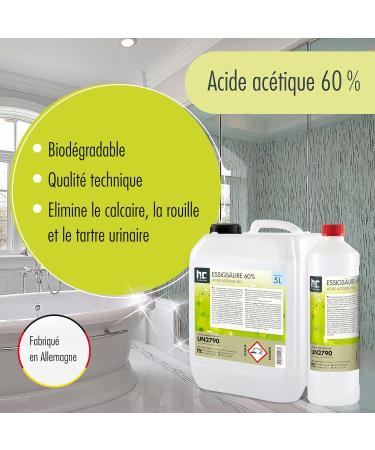 H fer Chemistry 5L Acetic Acid 60% - Premium Quality Cleaner & Descaler Made in Germany - Freshly Filled Handy Canister - Buy Online on GoSupps.com