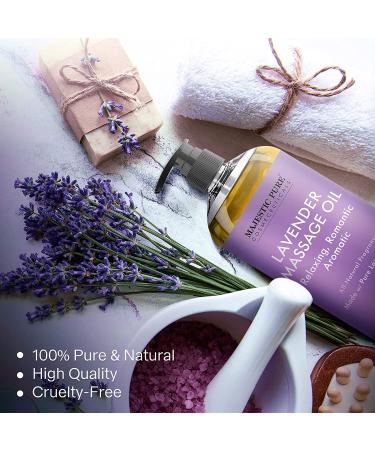 Majestic Pure Lavender Massage Oil - Calming, Soothing & Relaxing Therapy Blend for Men and Women - 8 fl oz - Buy Online on GoSupps.com